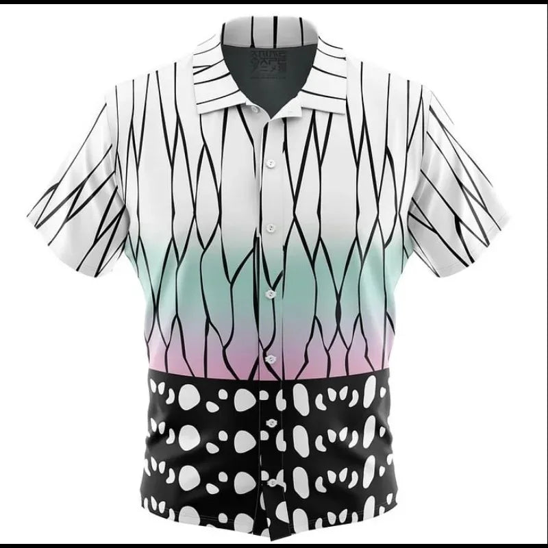 One Piece Luffy Anime Button Up Hawaiian Shirt Fashion Trend Breathable Loose Versatile Casual Sports Summer Men Cosplay Clothes