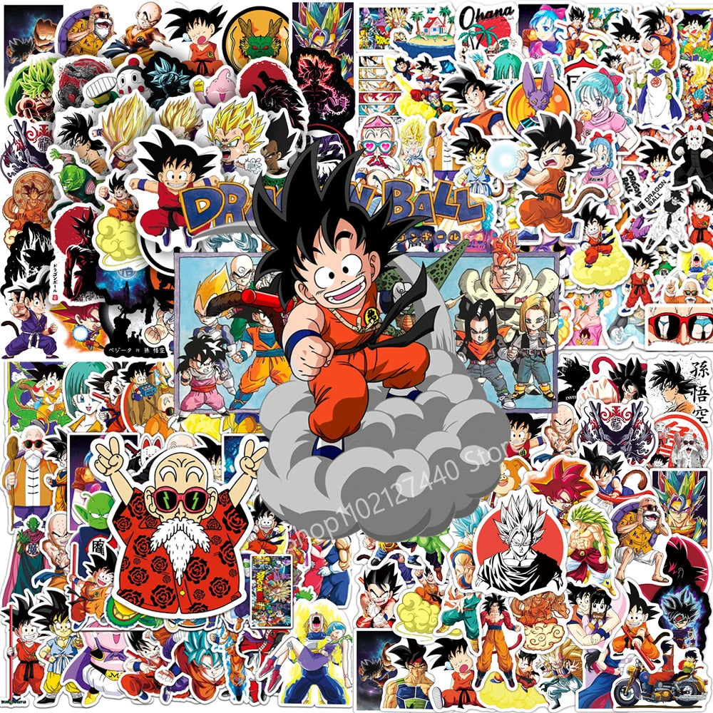 50/100pcs Cartoon Dragon Ball Anime Stickers Decals Skateboard Laptop Motorcycle Cool Graffiti Waterproof Sticker for Kids Toys