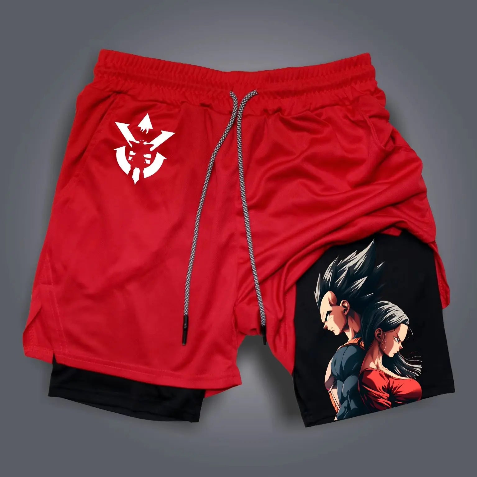 Dragon Ball Anime Men's Shorts Double Layer 2-in-1 Shorts Graphic Print Streetwear Summer Autumn Fitness Running Sports Pants