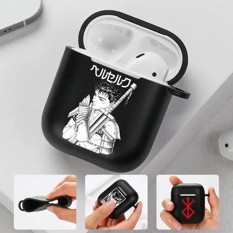anime Berserk Guts Zodd Earphone Case For AirPods4 1 2 3 Pro Black Soft silicone wireless Bluetooth headphone case
