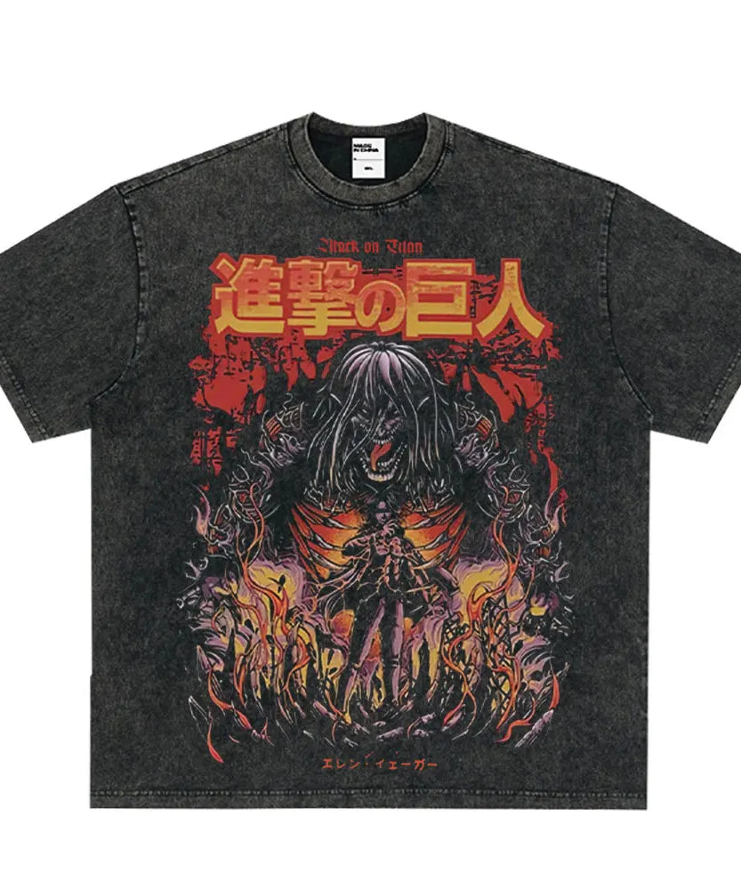 Summer Wears Anime Anime Attack on Titan Classic Cotton T-shirts New Style Washed T-shirt Fashion Streetwears Men