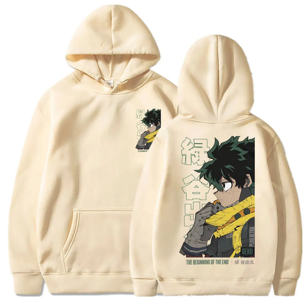 My Hero Academia Deku Izuku Midoriya Vintage Anime Hoodie – Casual Oversized Fleece Sweatshirt