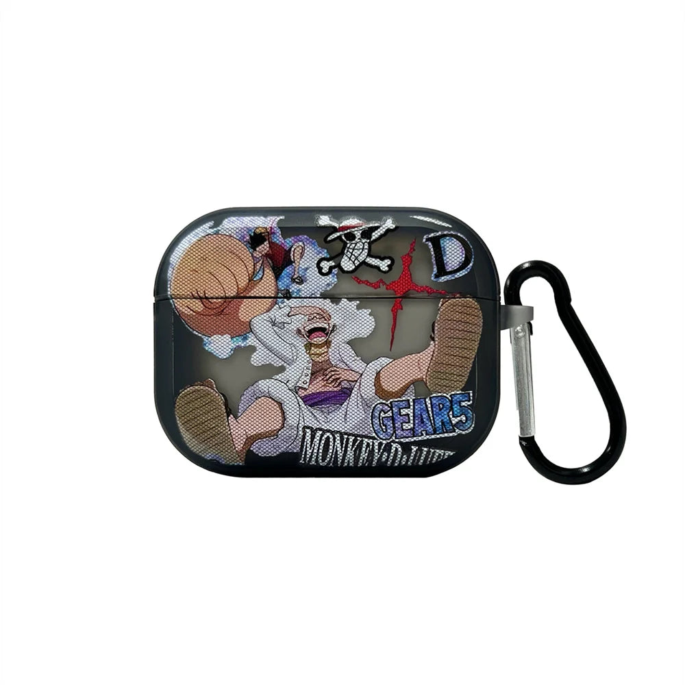 New Anime One Piece Luffy Gear 5th Earphone Case For AirPods 3 3rd 4 Pro Pro2 Headphone Bluetooth Wireless Headset Clear Cover