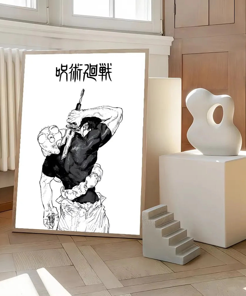 Jujutsu Kaisen Canvas Art – Itadori, Gojo, Fushiguro & Toji Anime Poster (Unframed)