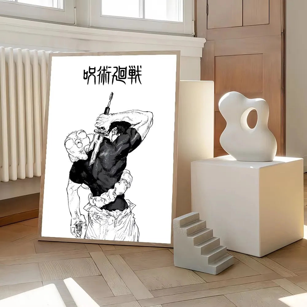 Jujutsu Kaisen Canvas Art – Itadori, Gojo, Fushiguro & Toji Anime Poster (Unframed)