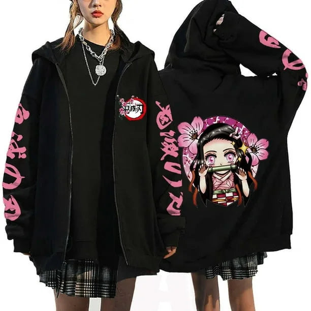 Demon Slayer Zipper Sweatshirts Zip Up Hoodie Anime Hoodies Unisex Hip Hop Streetwear Nezuko Kamado Graphic Y2K Clothes gifts