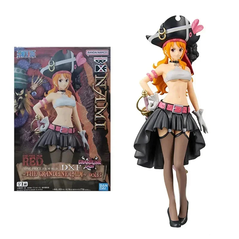 19CM Anime One Piece Nami Black Clothes Action Figure ONE PIECE FILM RED Dress Up Figurine PVC Collectible Model Toy