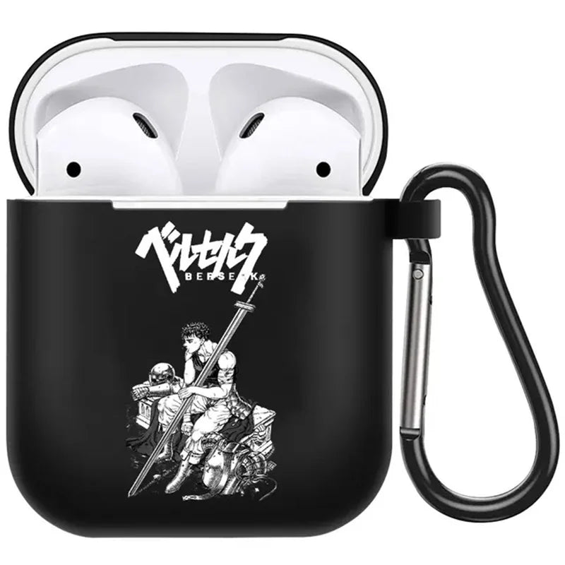 anime Berserk Guts Zodd Earphone Case For AirPods4 1 2 3 Pro Black Soft silicone wireless Bluetooth headphone case