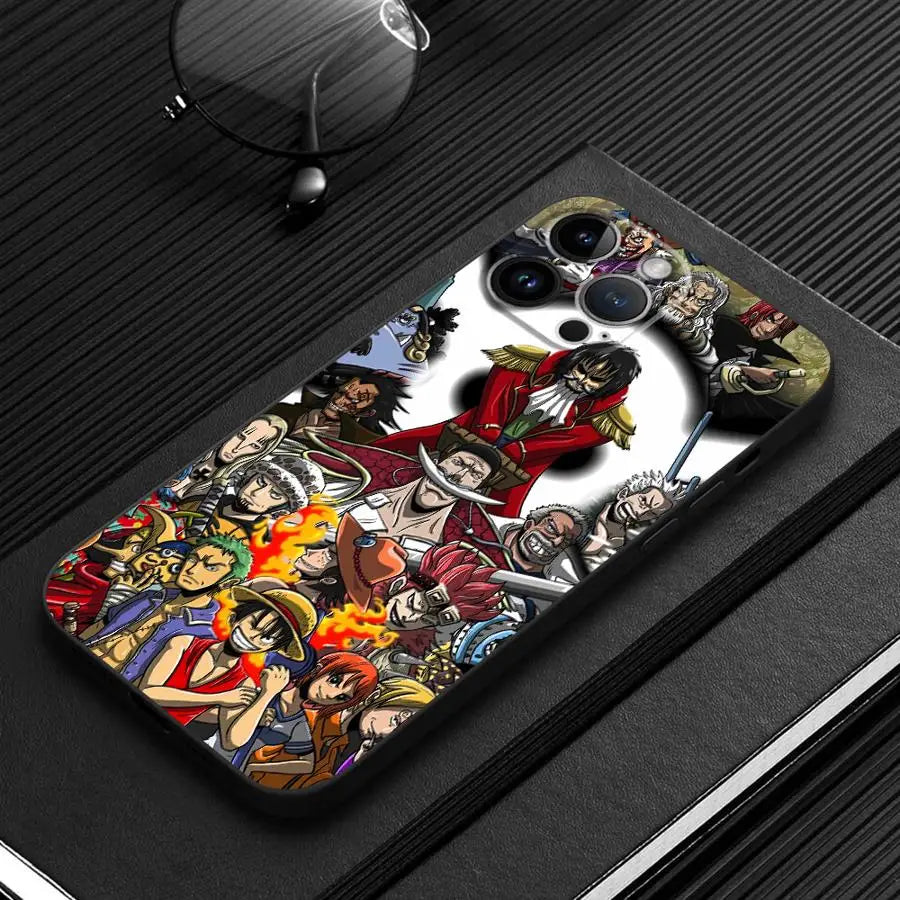 Case for iPhone 15 16 14 Plus 13 12 11 17 Pro Max 7 8 XR 17Air XS Max Black Soft Phone Cover Luffy One-PieceS