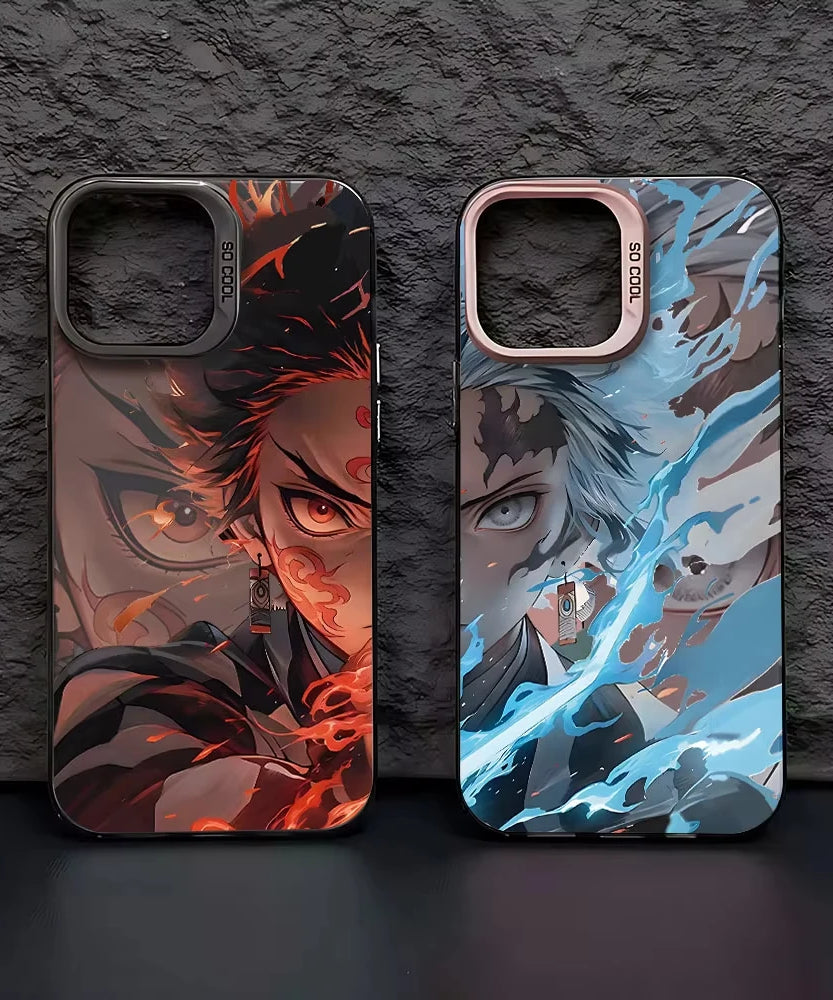 Anime D-Demon S-Slayer Plating Phone Case For Samsung Galaxy A14 A15 5G S21 S22 S23 S24 5G FE Plus Ultra A25 A35 A52 A53 A54 A55