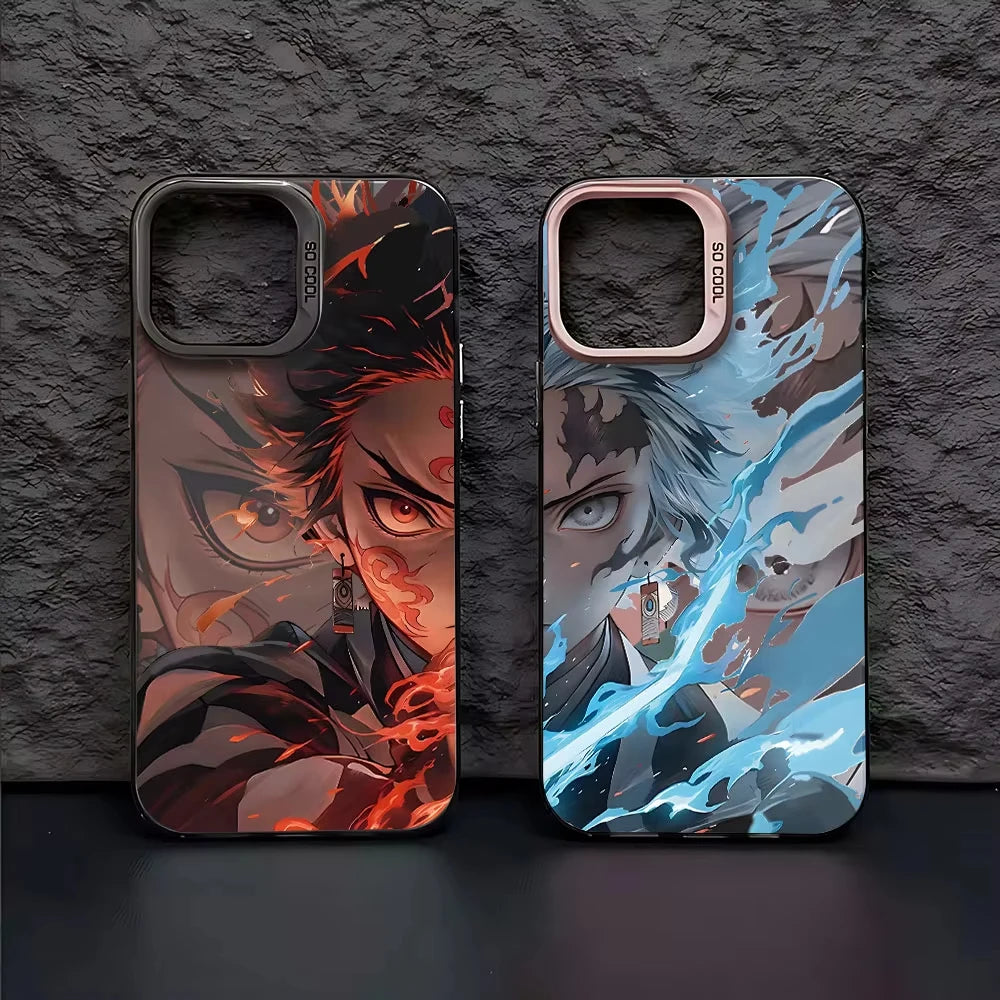 Anime D-Demon S-Slayer Plating Phone Case For Samsung Galaxy A14 A15 5G S21 S22 S23 S24 5G FE Plus Ultra A25 A35 A52 A53 A54 A55