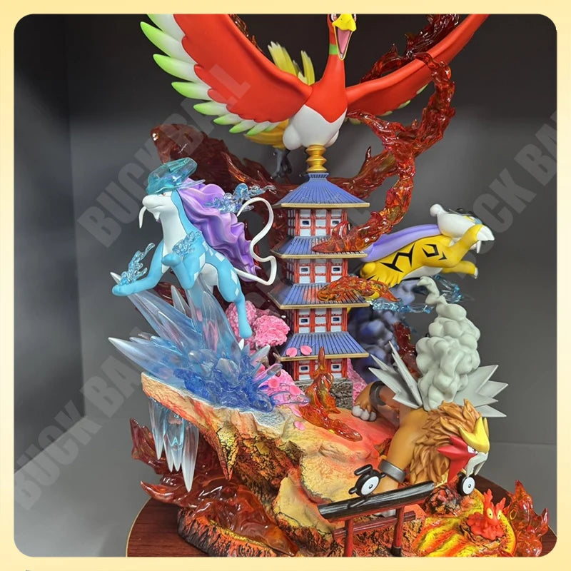 38cm Raikou/Suicune/Entei/Ho-Oh Figures 14.96inch Pvc Desktop Ornamen Figurine Collection Model Toys Gifts