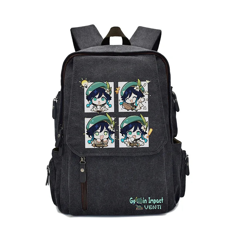 New Genshin Impact Anime Peripheral Rucksack Primary and Secondary School School Bag Men's and Women's Backpack Birthday Gift