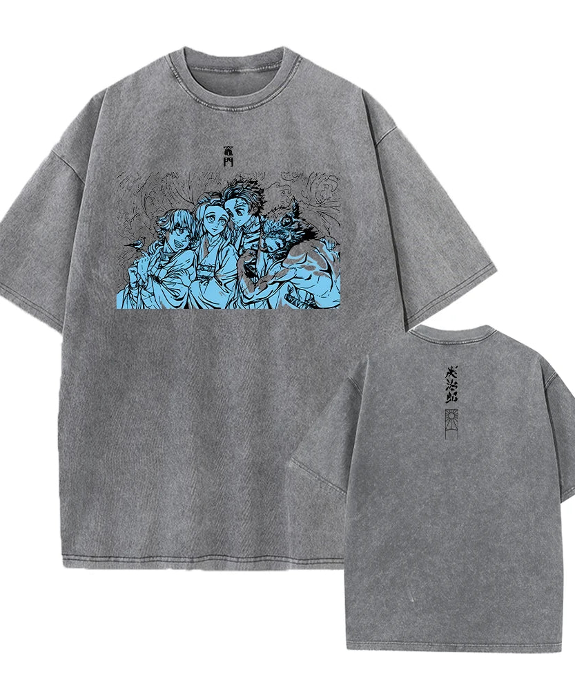Vintage Demon Slayer Harajuku Tee – Oversized Anime Streetwear Unisex T-Shirt