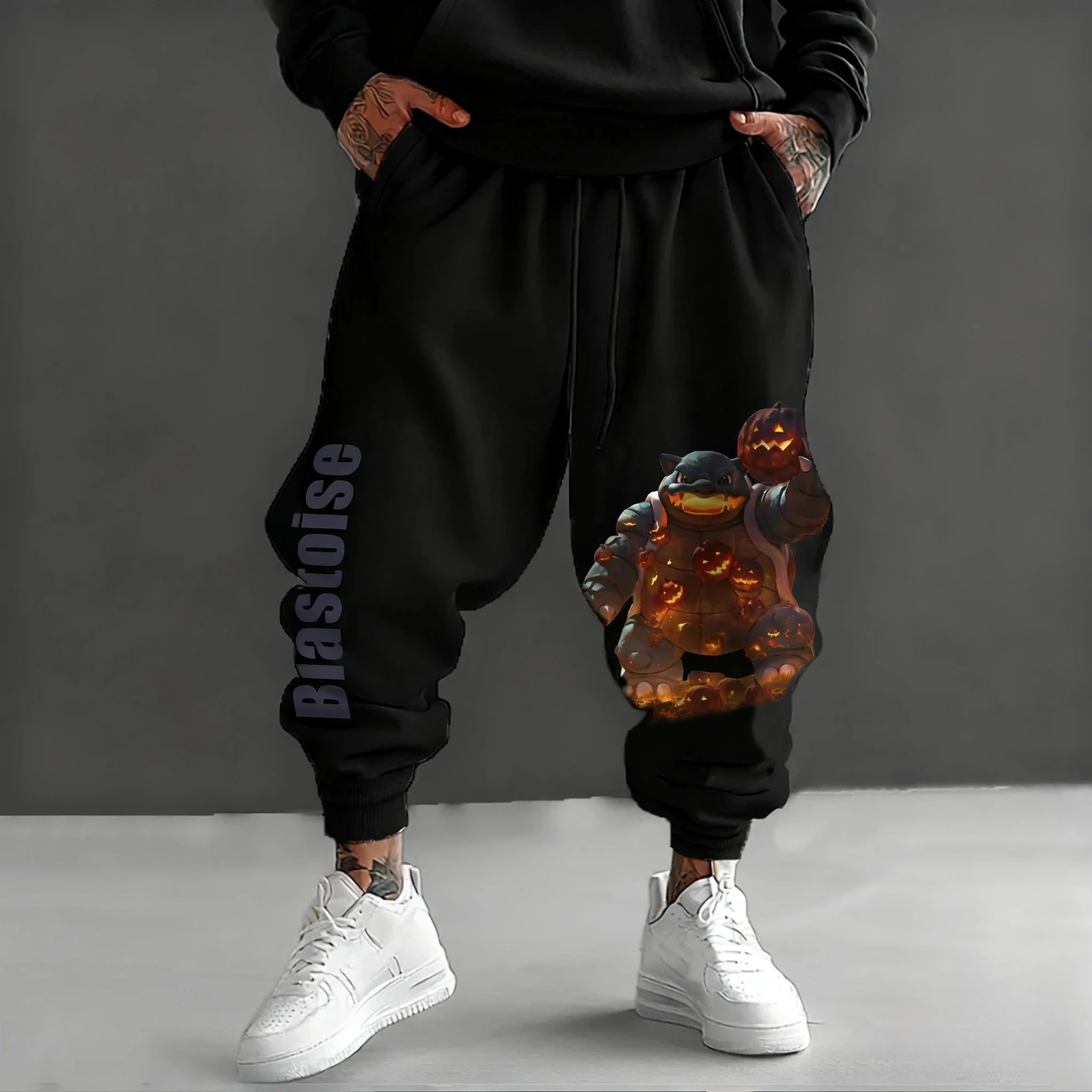 Pokémon Halloween Co Branded Weektons Autumn/Winter Men's New Anime Pumpkin Head Printed Harajuku Loose Casual Sports Pants