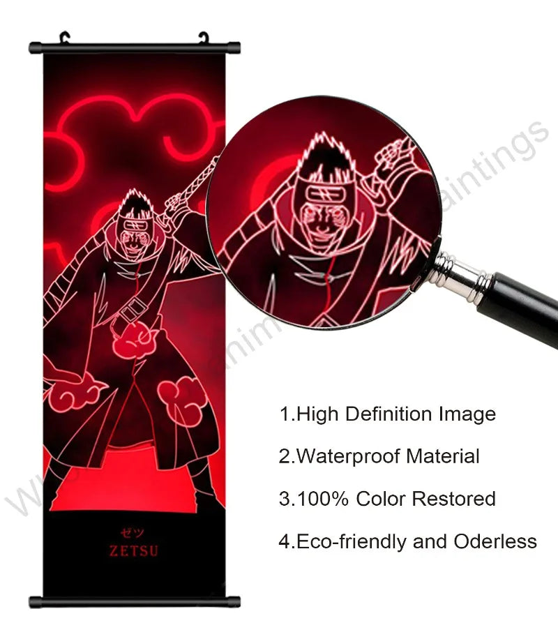 Naruto Villains Wall Scroll – Akatsuki Zetsu, Obito & Pain Canvas Poster