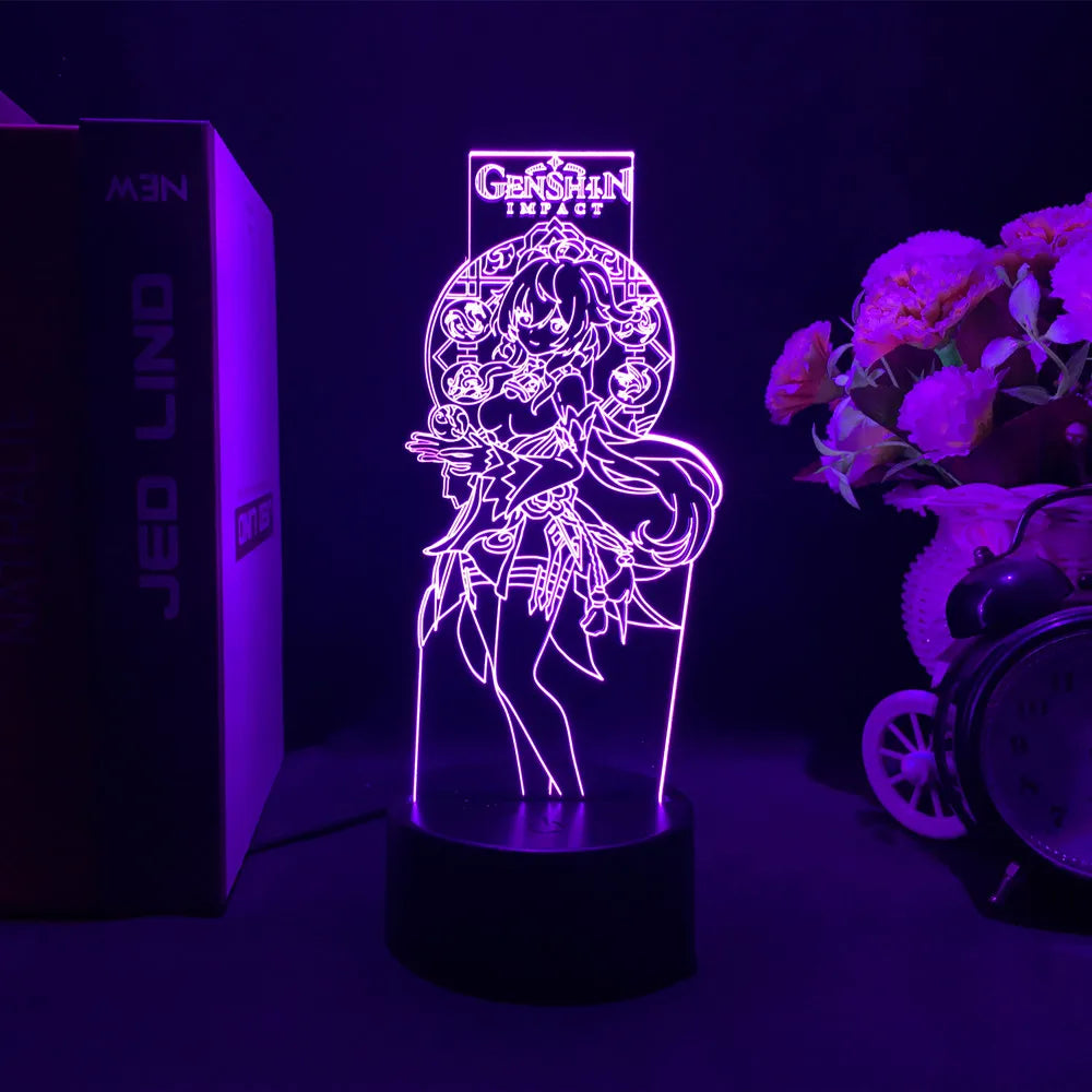 Newly Genshin Impact Night Light Yae Miko Game Figures Acrylic Stand Model 3D Table Lamp Kids Git Acrylic Bedside lamp