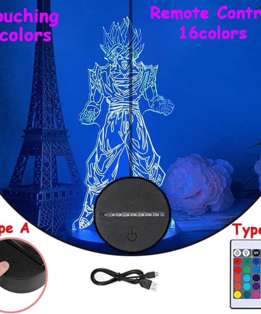 Dragon Ball Z Anime Figures 3D LED Light Childhood Desk Lamp Goku Figure Vegeta Gohan Anime Figures Room Decor Birthday Gift