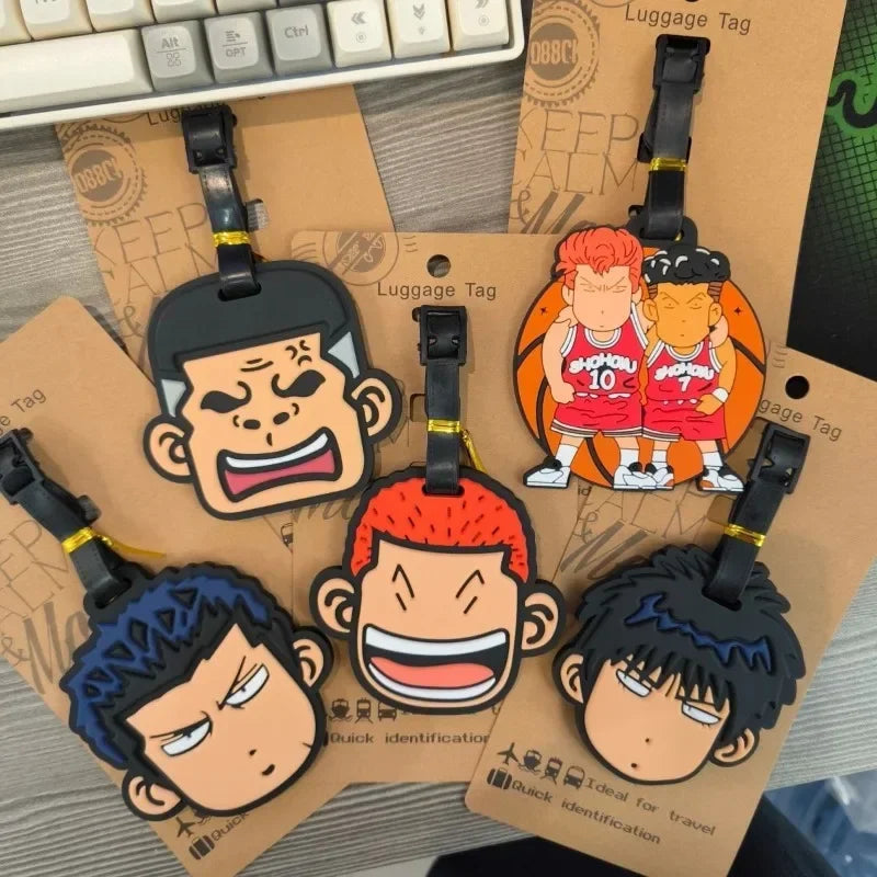 10cm anime cute slam dunk Rukawa Maple Sakuragi Mitsui silicone luggage tag travel checked bag charm diy Christmas gift