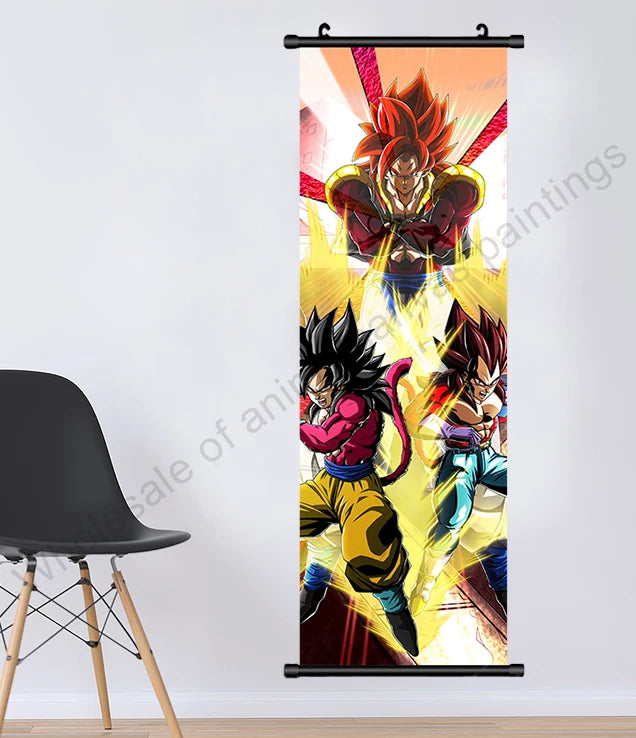 Dragon Ball Z Hanging Canvas Scroll – Goku, Vegeta & Frieza Anime Wall Art