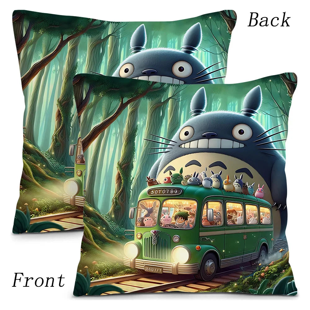 Anime T-TotoroS Kawaii Pillow Covers Cartoon Sofa Decorative Home Double-sided Printing Short Plush Cute Cushion Cover