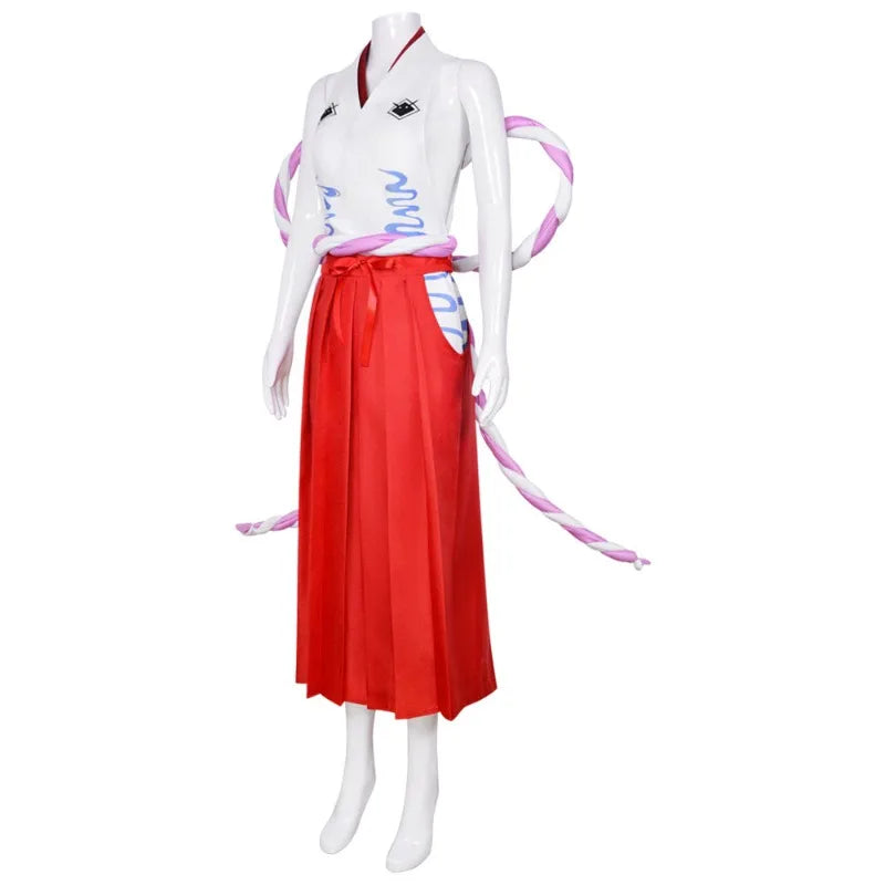 One Piece Yamato Wano Country Kimono Sets Kozuki Oden Oniji Cosplay Costume with Wig Headgear for Halloween Anime Wafuku Party