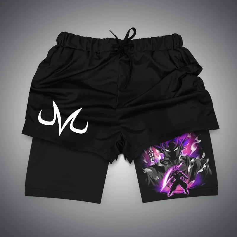 New Dragon Ball Son Goku Shorts Anime Men Double Layer Sports Short Pants Sportswear Jogger Breathable Beach Pants