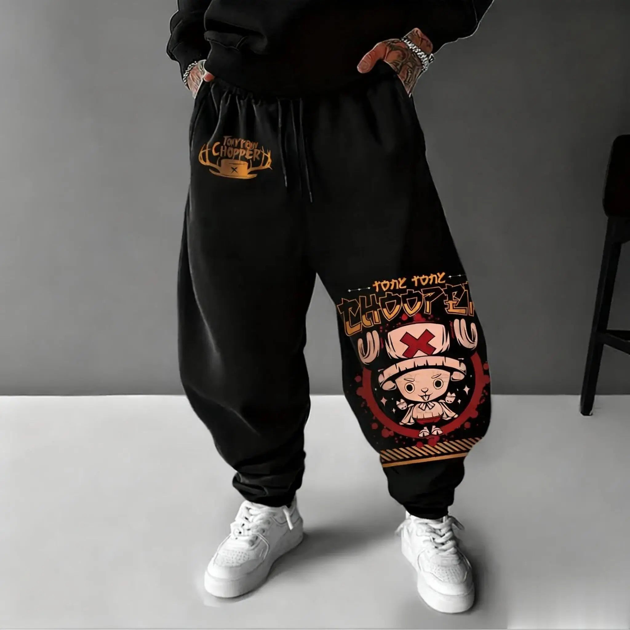 Streetwear One Piece Anime Men Joggers Pants Luffy Graphic Print Sweatpants Loose Casual Sportswear Spring Autumn Trousers