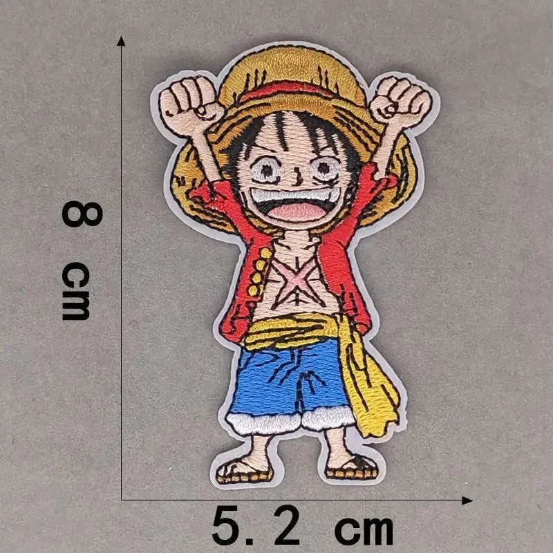 One Piece Luffy Animation Character Embroidery Ironing Cloth Sticker Fashion Clothes DIY Hole Patch Cloth Sticker