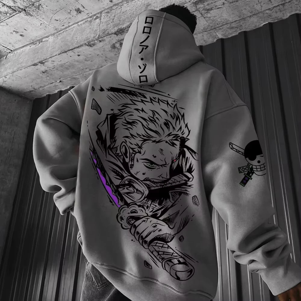 ONE PIECE Anime Peripheral Hand-painted Printed Pullover Autumn and Winter New Men's Loose Casual American Hip Hop Sweater Top