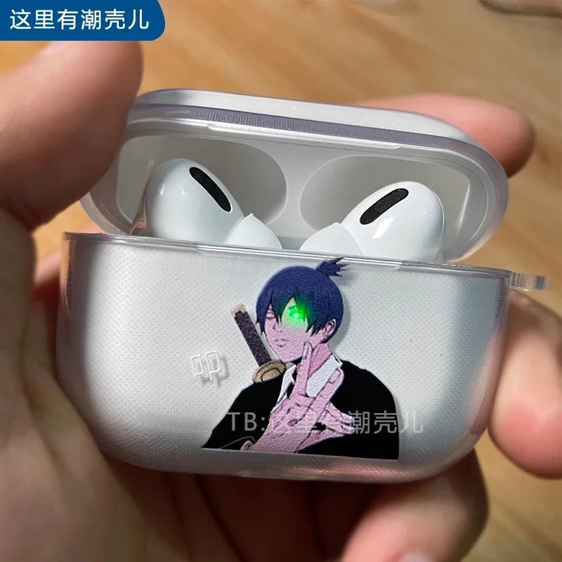 Anime Chainsaw Man power and meowy Soft silicone TPU Case For AirPods 4 Pro 1 2 3 Clear Wireless Bluetooth Earphone Box