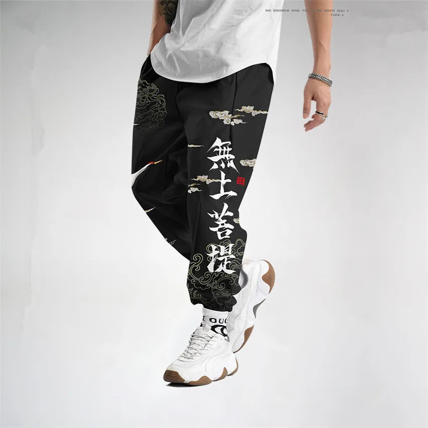 Kanagawa Wave Dragon Sweatpants Women/Men Smooth Satin Joggers Spring High Street Anime Trousers Fashion Pants