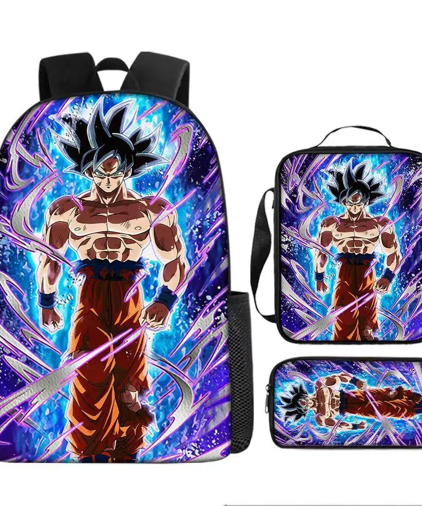 Dragon Ball Anime Goku Vegeta Frieza Large Capacity Cool Student School Bag Lunch Bag Pencil Bag Three-piece Set Gift
