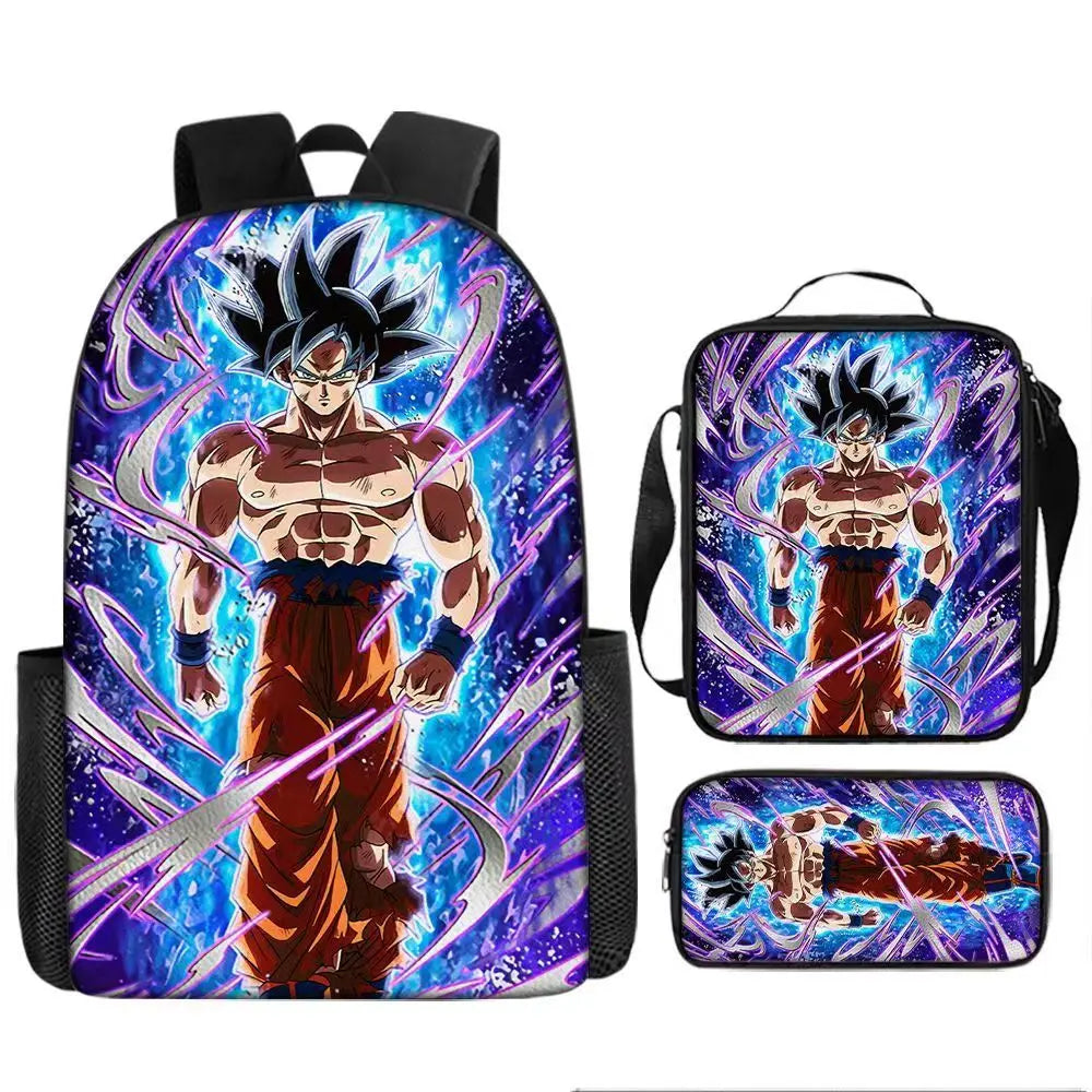 Dragon Ball Anime Goku Vegeta Frieza Large Capacity Cool Student School Bag Lunch Bag Pencil Bag Three-piece Set Gift