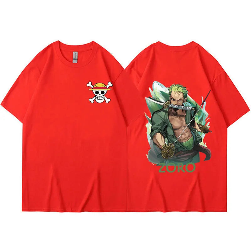 Anime ONE PIECE Sauron Printing Men's and Women's Loose Casual Short Sleeve One Piece Summer Couple T-Shirt Top Birthday