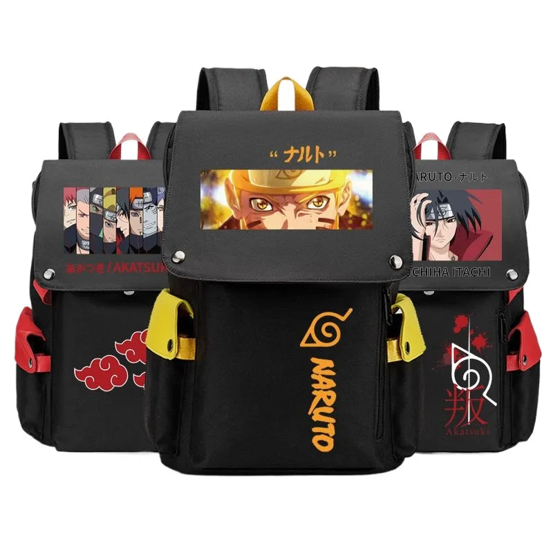 Naruto anime personality backpack Itachi Sasuke Sharingan I love Luo casual backpack student school bag