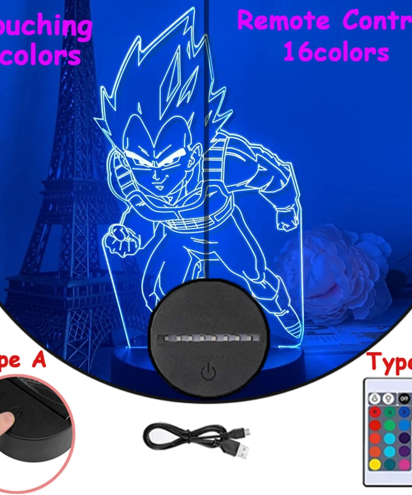 Dragon Ball Z Anime Figures 3D LED Light Childhood Desk Lamp Goku Figure Vegeta Gohan Anime Figures Room Decor Birthday Gift