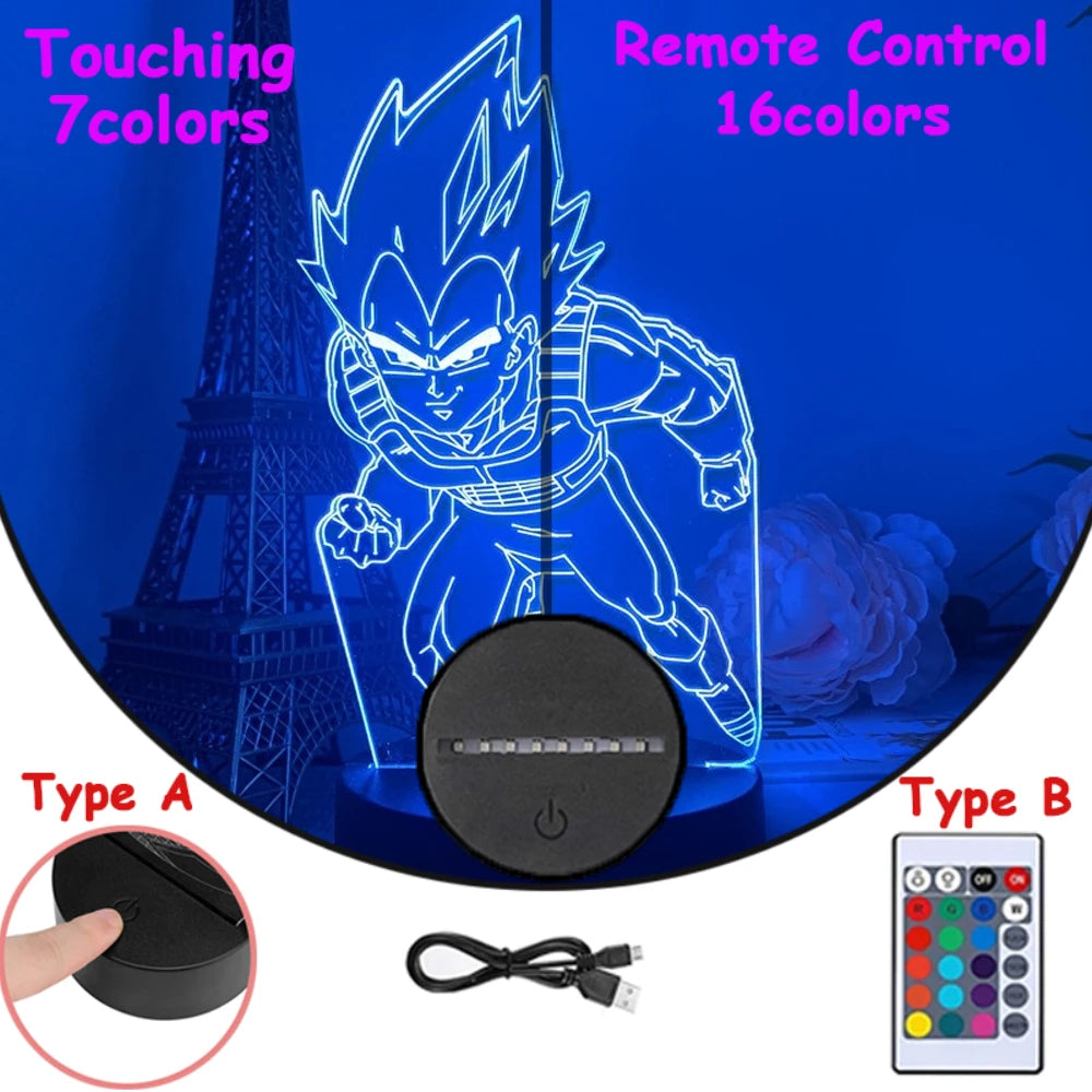 Dragon Ball Z Anime Figures 3D LED Light Childhood Desk Lamp Goku Figure Vegeta Gohan Anime Figures Room Decor Birthday Gift
