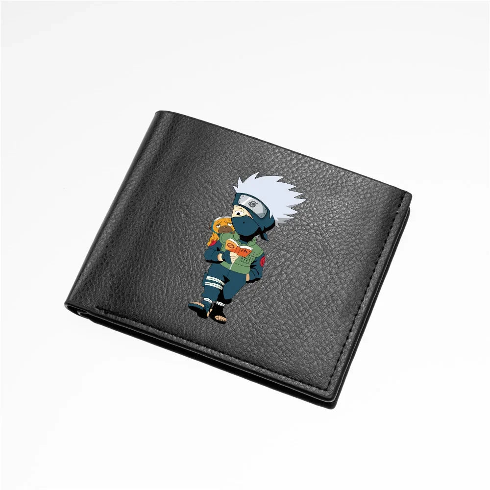 Naruto Sasuke Men Purse Black PU Leather Large Capacity Simple Casual Multiple Slot Card Holder Short Ultra Thin Wallet Gift New
