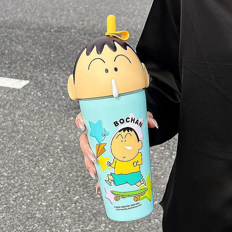 Crayon Shin-Chan Stainless Steel Thermos Mug – 600ml Anime Tumbler with Straw