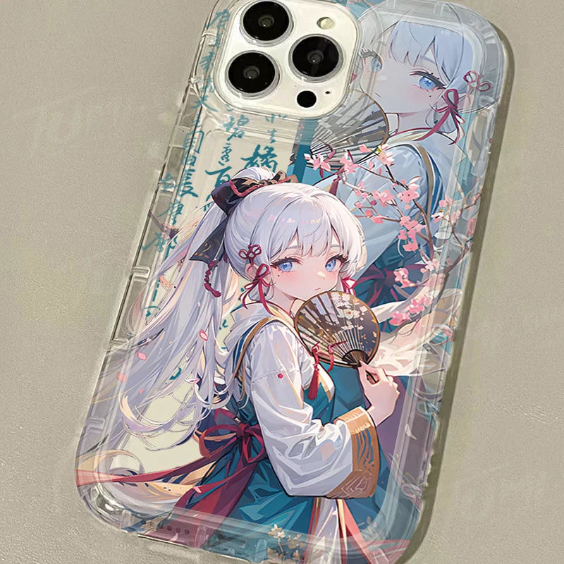 Genshin Impact Kamisato Ayaka Case for iPhone 15 14 13 12 11 Pro Max XR XS X 8 7 6 6S Plus SE 2020 Shockproof Transparent Cover