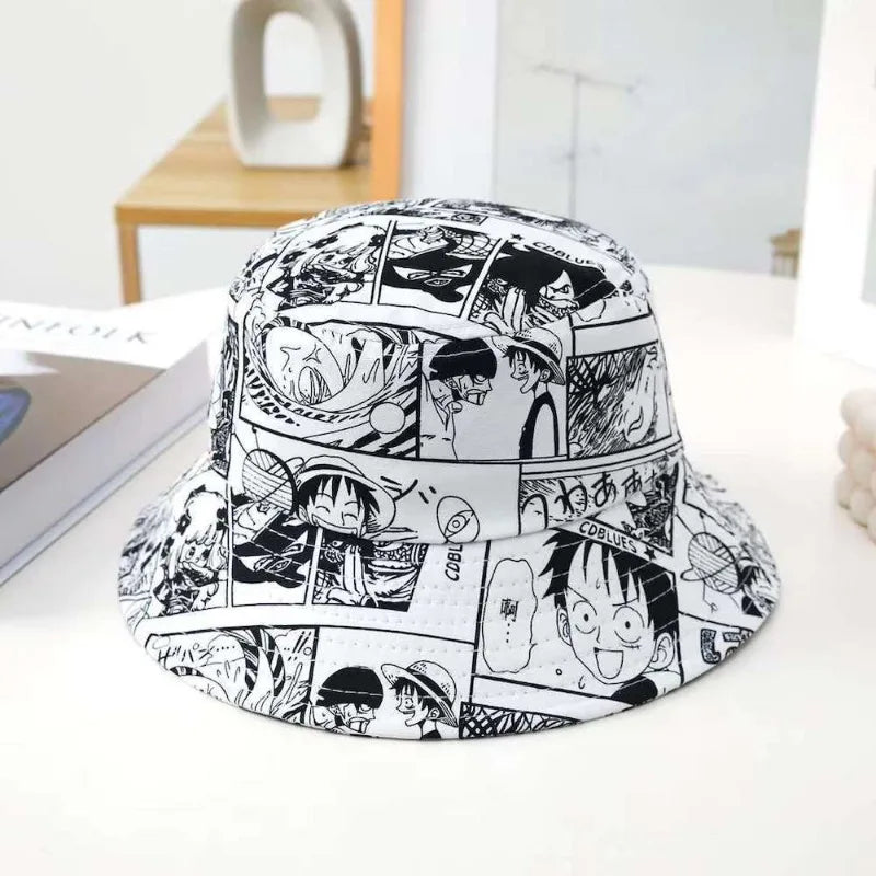 Anime ONE PIECE Luffy Graffiti Baseball Cap Spring and Summer Sunscreen Sunshade Bucket Hat Peaked Cap Two-dimensional