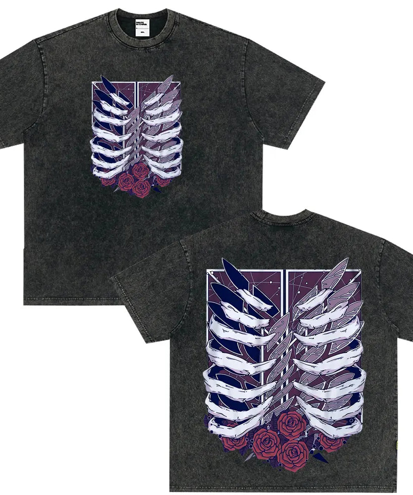 Summer Wears Anime Anime Attack on Titan Classic Cotton T-shirts New Style Washed T-shirt Fashion Streetwears Men