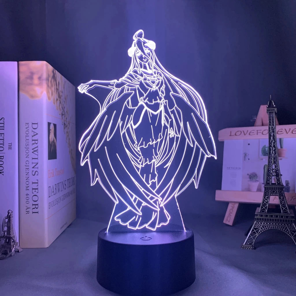 Anime Overlord Acrylic Glowing Stand Albedo Action Figure Led Night Light for Bedroom Decor Gift Nightlight