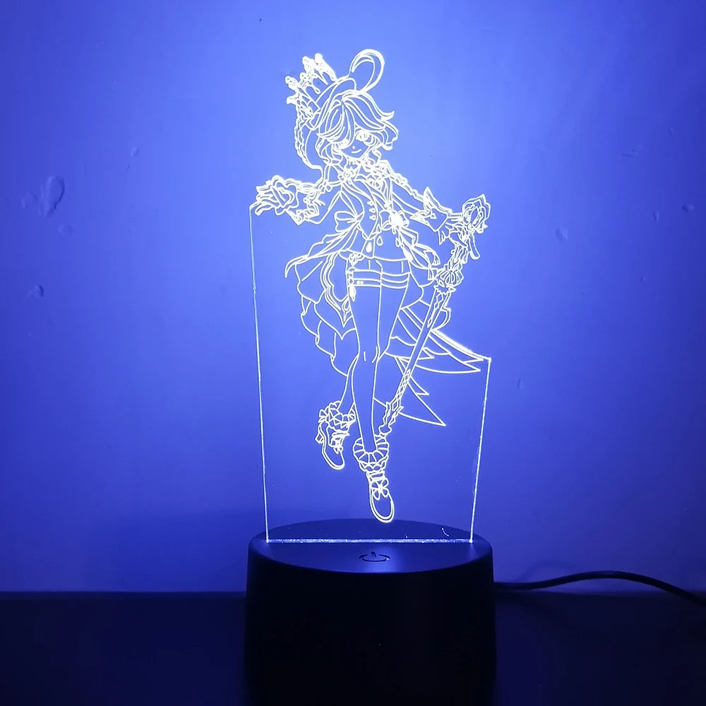 Genshin Impact Figure Furina 3d Led Night Light For Bedroom Customizable Heroes Acrylic Lamp Bedside Decor Children's Gift