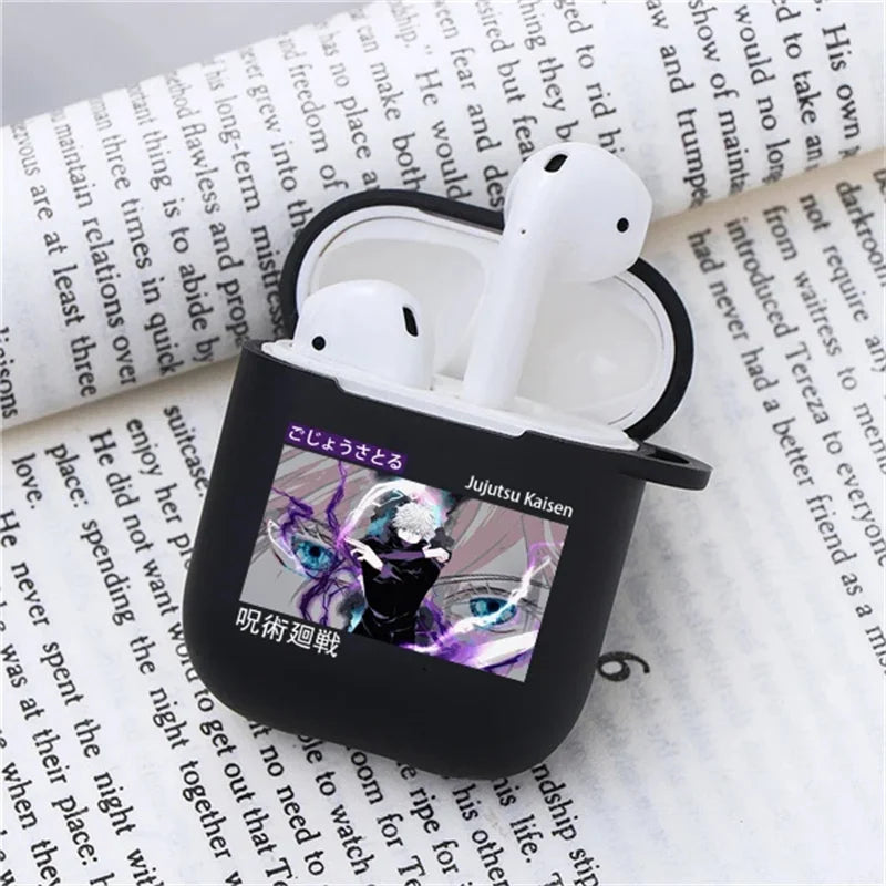 Anime Jujutsu Kaisen Case for Airpods 3 2 1 Pro Silicone Bluetooth Headphone Cover Gojo Satoru Air Pod Earphone Box Black Coque