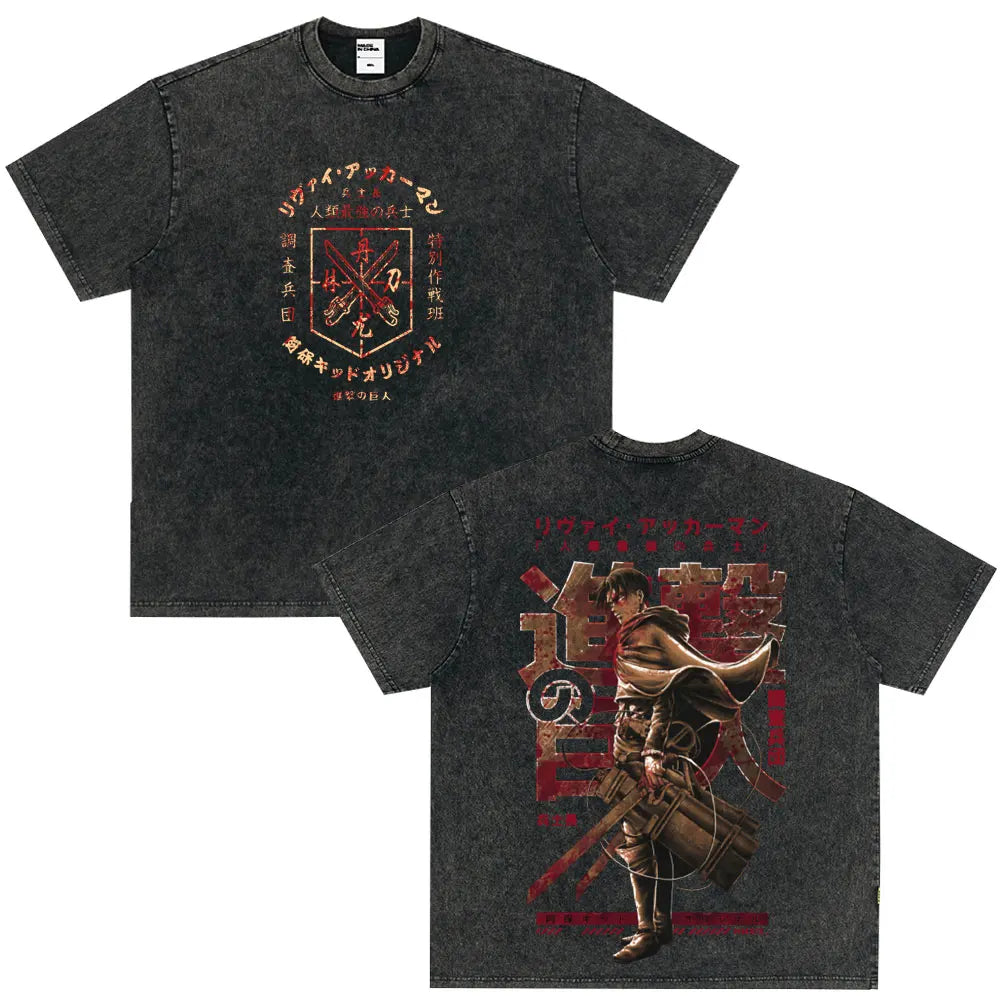 Summer Wears Anime Anime Attack on Titan Classic Cotton T-shirts New Style Washed T-shirt Fashion Streetwears Men