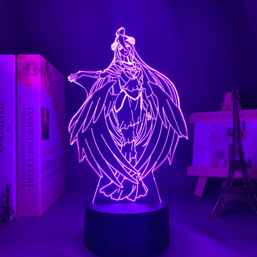 Anime Overlord Acrylic Glowing Stand Albedo Action Figure Led Night Light for Bedroom Decor Gift Nightlight