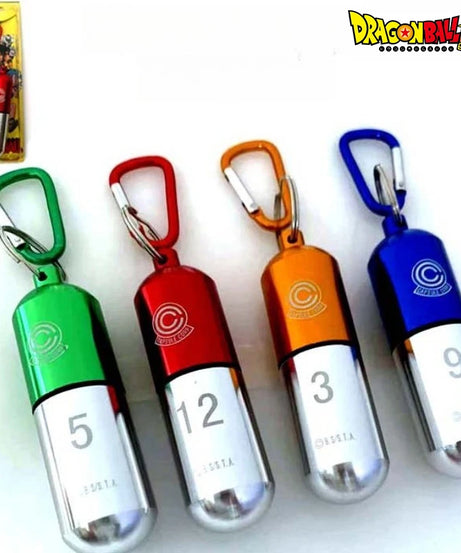 Dragon Ball Aluminum Alloy Keychain Toy Bulma Capsule Creative Keyring Portable Pill Box Container Pendant Birthday Gifts