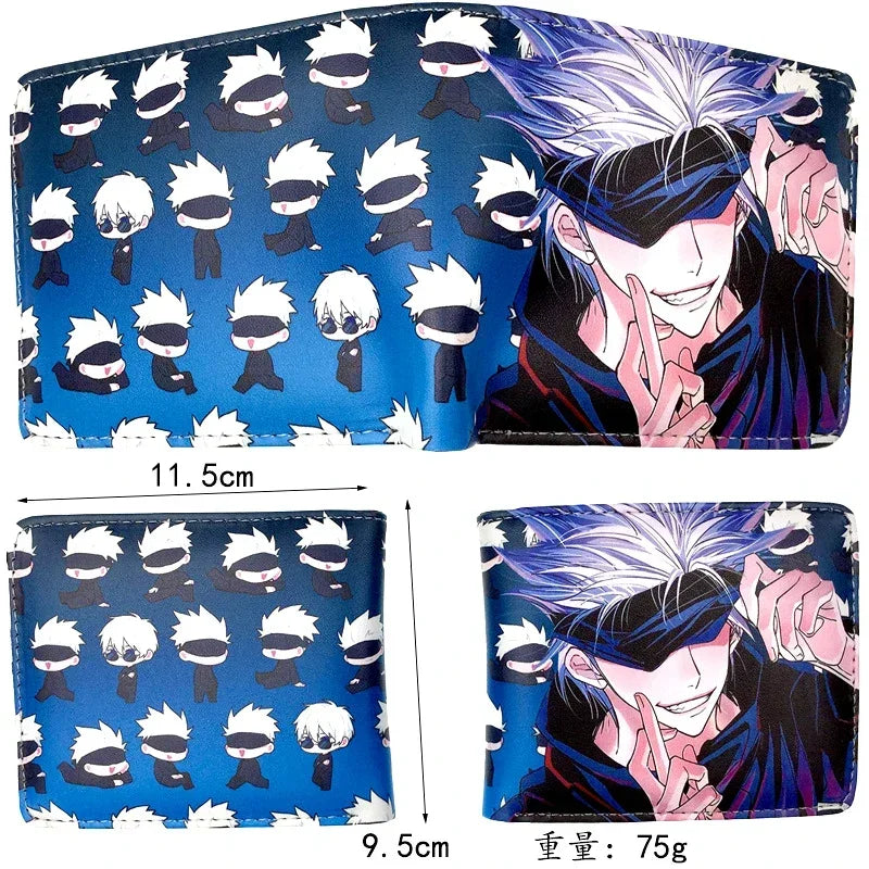 Anime Jujutsu Kaisen Gojo Satoru Bifold Short Men's Wallets Card Holders Purse